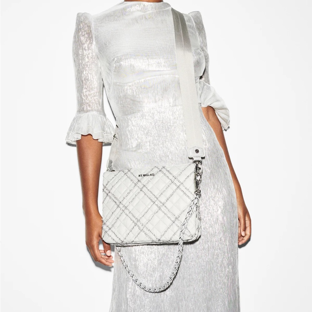 MZ Wallace Large Crosby Pippa bag in frost tinsel, NWT